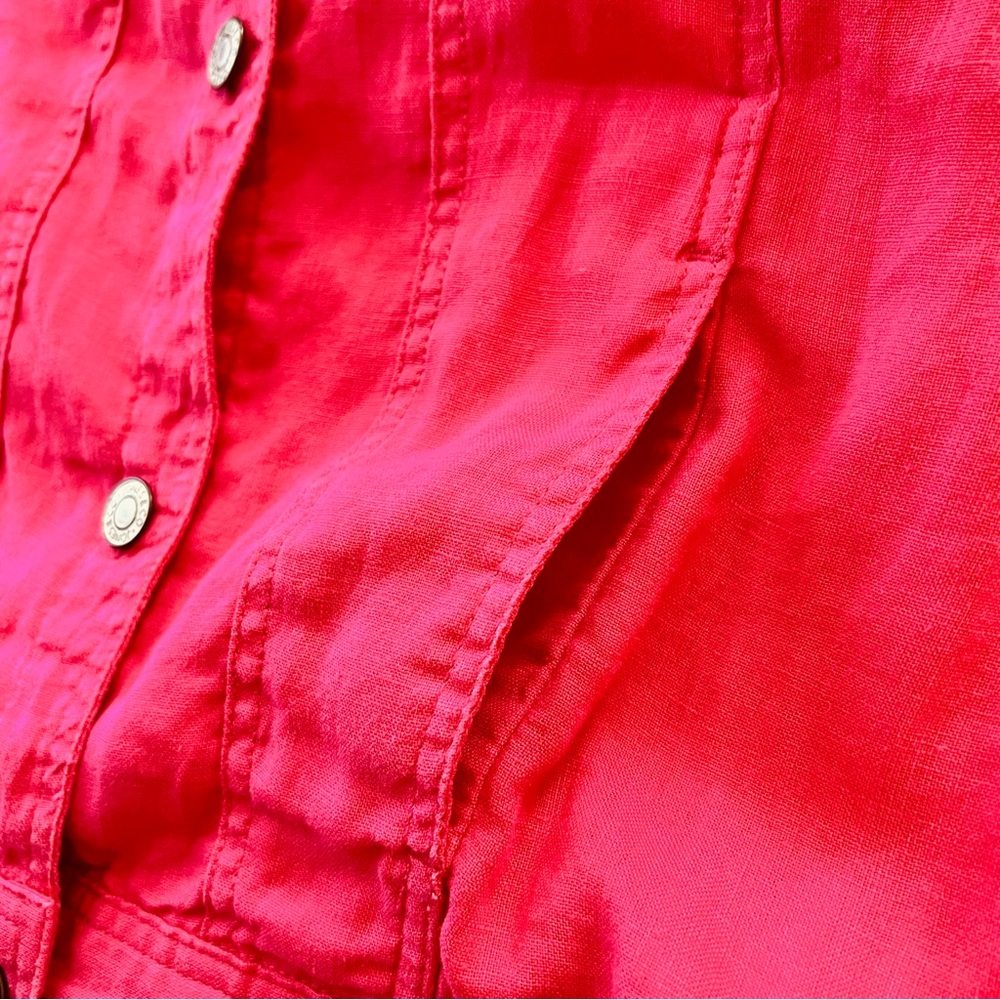 Jones New York Linen Fuchsia Pink “Jean Style” Jacket Classic Preppy Vibrant - Picture 3 of 7